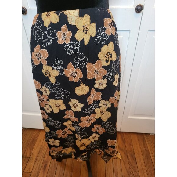 Susan Bristol Silk Black/Brown Skip Skirt Ruffle M Whimsygoth Grunge Fairy y2K - Picture 3 of 6